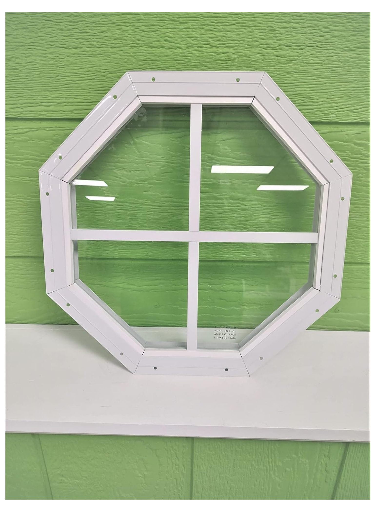 14 Inch White Octagon Window, Flush Mount, Tempered Glass, Great for ...