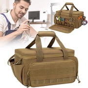 14 Inch Wide Mouth Tool Bag - Heavy Duty Tool Organizer with Adjustable Shoulder Strap & Ergonomic Handle - Large Capacity Utility Bag for Electricians, Plumbers, Mechanics & Contractors