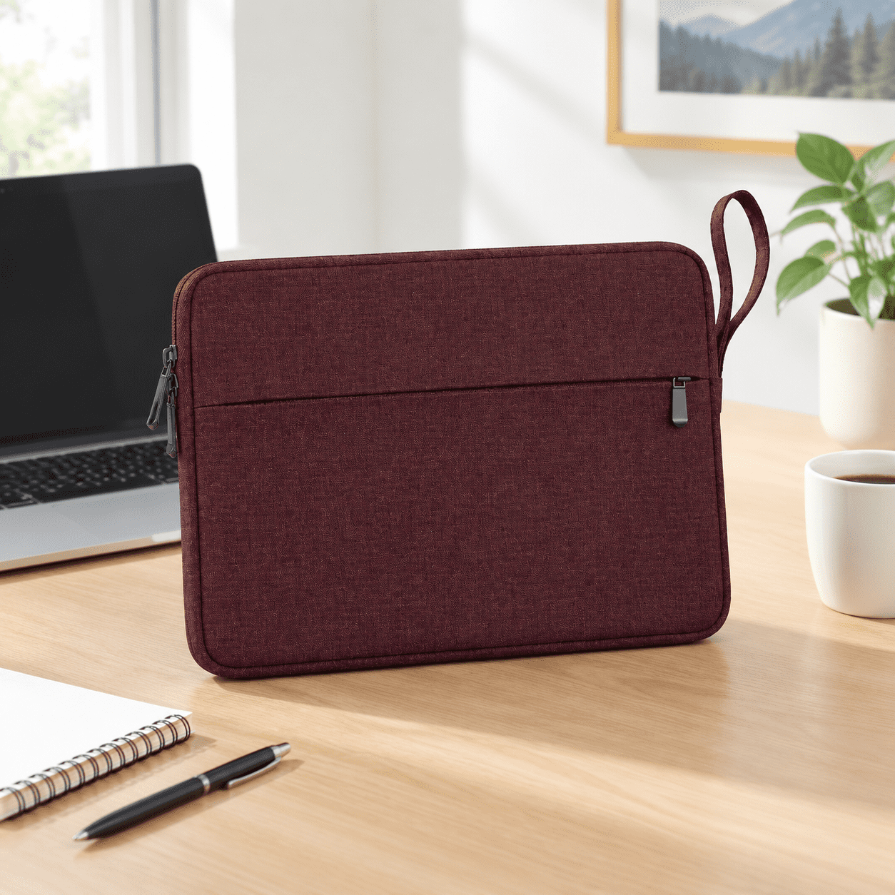 14 Inch WineRed Water Resistant Polyester Laptop Sleeve Case with ...