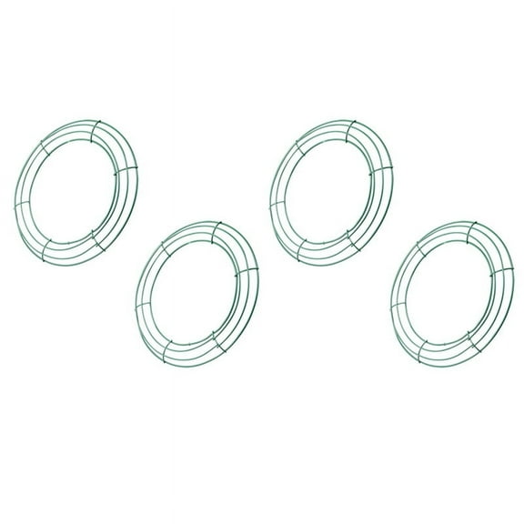 14 Inch Wire Wreath Frame Metal Round Wreath Form Making Rings Green for Christmas Party Home Decoration DIY Pack of 4