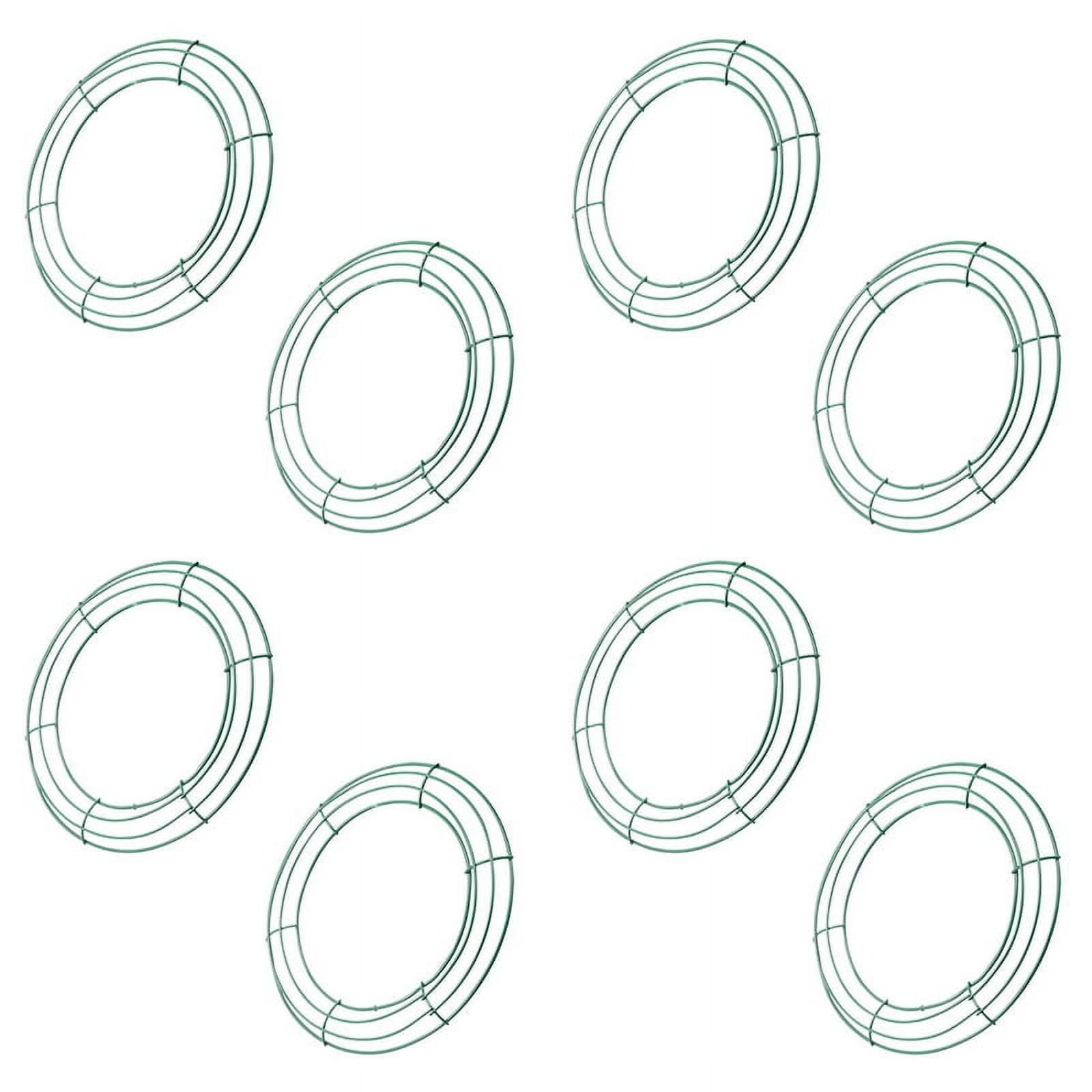 14 Inch Wire Wreath Frame Metal Round Wreath Form Making Rings Green for Christmas Party Home Decoration DIY Pack of 8