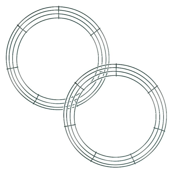 14 Inch Wire Wreath Frame, Round Metal Wreath Form for DIY Crafts, and Home Decor, Dark Green Wire Frame for Christmas Halloween & Weddings 2PCS