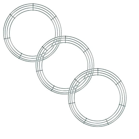 14 Inch Wire Wreath Frame, Round Metal Wreath Form for DIY Crafts, and Home Decor, Dark Green Wire Frame for Christmas Halloween & Weddings 3PCS