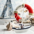 thumbnail image 1 of 14 Inch Wooden Sailboat Ornament With Seagull, Beach Kitchen Bathroom Decor, By Meiiso, Large Inventory!, 1 of 4