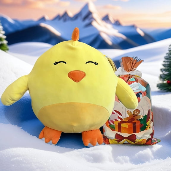 14 Inch Yellow Chick Plush Pillow  Adorable Soft Stuffed Chicken Toy for Kids, Cute Kawaii Plushie