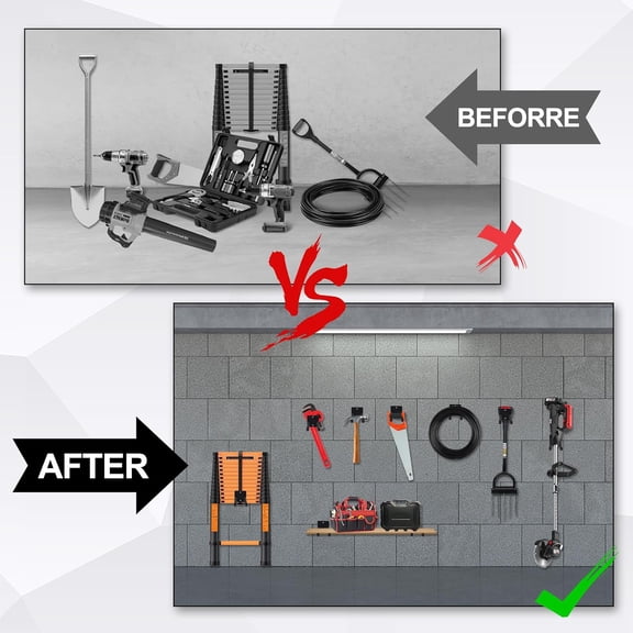 14 Inches Extra Large Garage Hooks, 4Pcs Heavy Duty Garage Wall Mount Organizer, Tool Hanger Long Utility Storage Hooks for Hanging Tire, Chair, Ladder, Garden Tools, Strollers and More