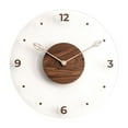 thumbnail image 1 of 14 Inches Round Wood Wall Clock with Arabic Numerals, , Wood Pointer& Glass Dial, Kitchen Bedroom Living Room, 1 of 9