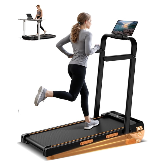 14% Incline Walking Pad Treadmills for Home Small, 4-in-1 Under Desk Treadmill with Handles, Foldable Treadmill with 2.5 HP Quiet Brushless