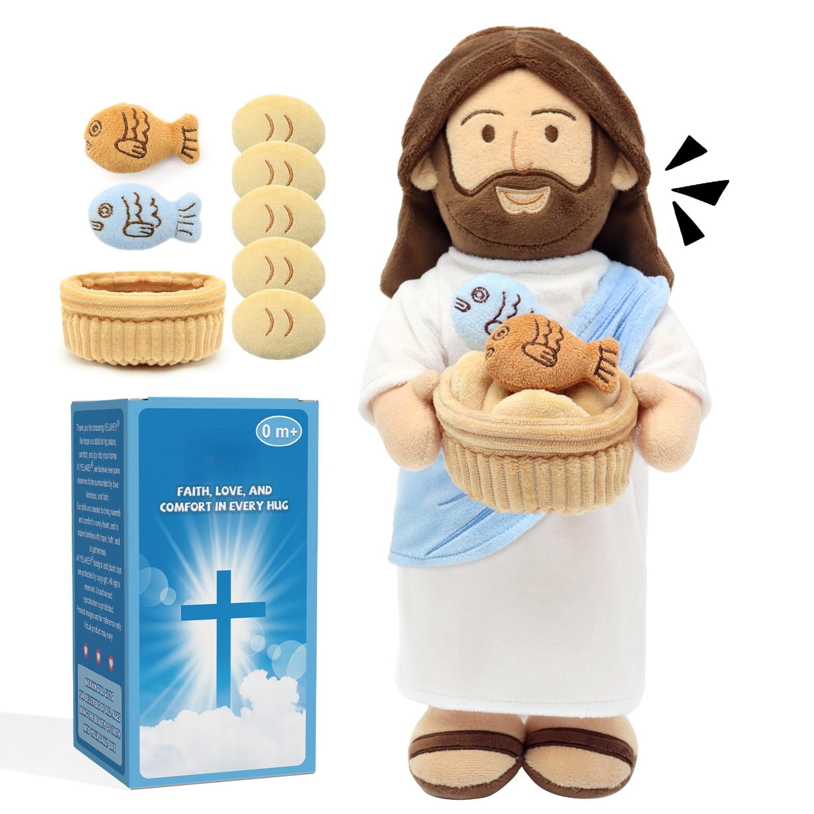 14" Jesus Plush Talking Doll,Jesus Stuffed Doll Plushie Speaks Bible Verses Story Bible Songs Religious Gift for Kids Easter Christmas