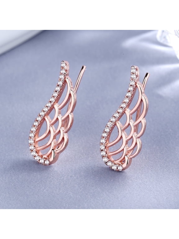 Amy And Annette 14 K Rose Gold Plated Angel Wing earring crawlers