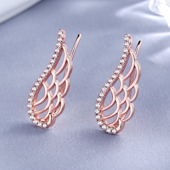 Amy And Annette 14 K Rose Gold Plated Angel Wing earring crawlers
