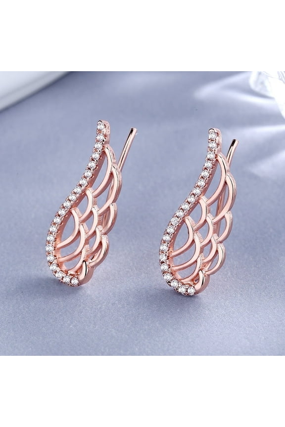 14 K Rose Gold Plated Angel Wing earring crawlers