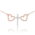 thumbnail image 1 of 14 K TWO TONE ROSE GOLD HEART CROSS DIAMOND NECKLACE :  18", 1 of 1