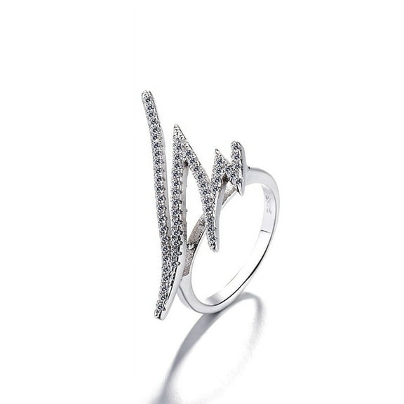 14K White Gold Plated Abstract Crystal Ring