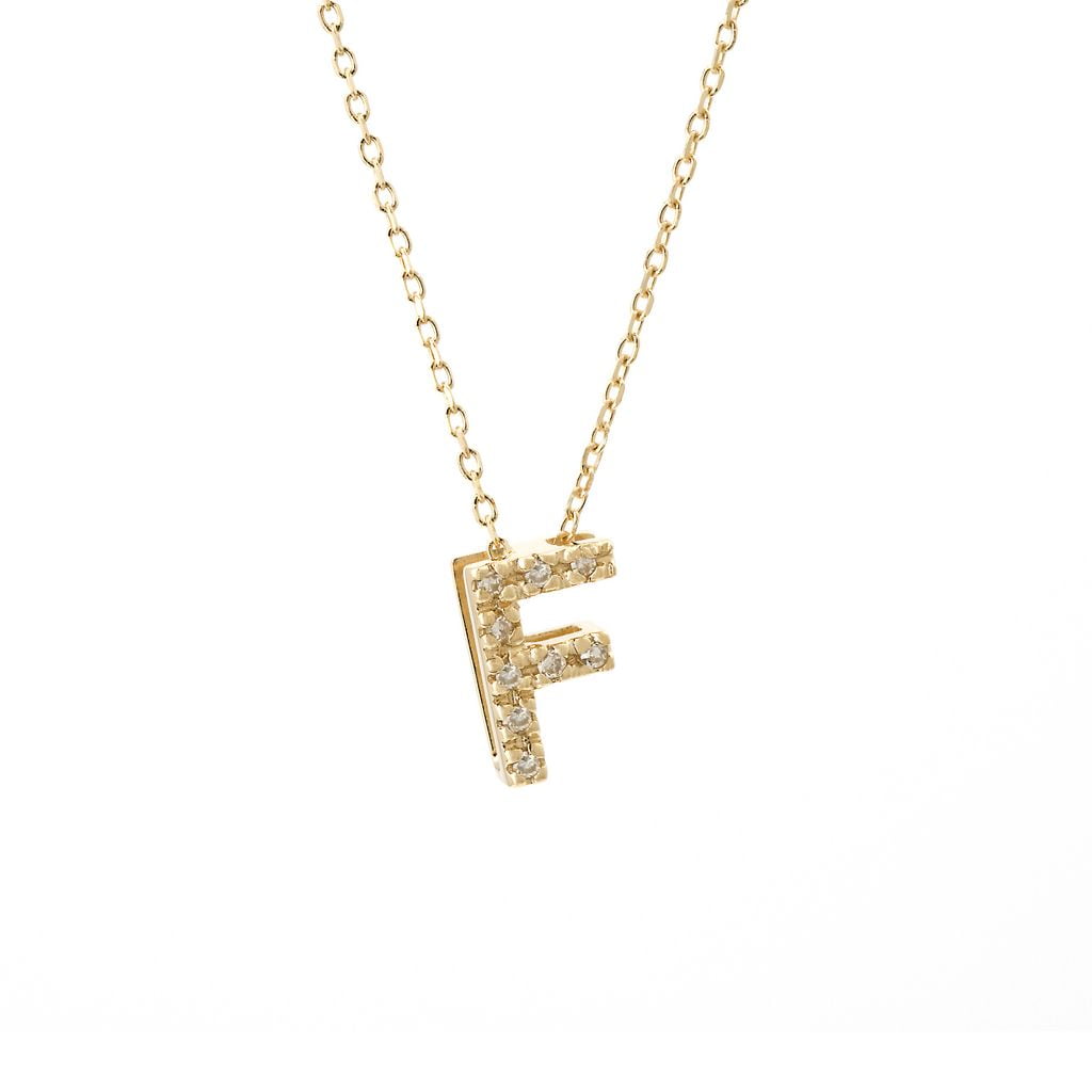 14 KT Diamond Mindy Harris Initial Letter Necklace F