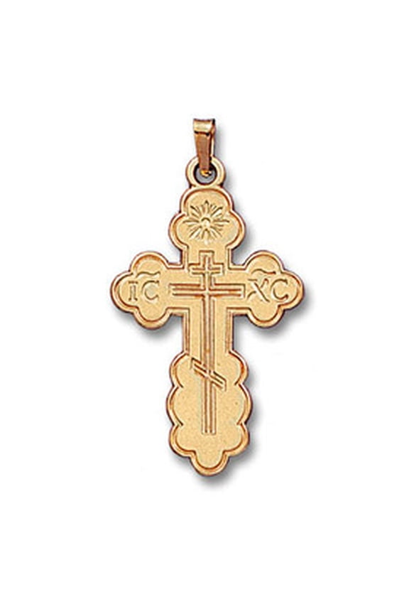 14 KT Gold Three Barred Cross 1 1/2"x7/8"