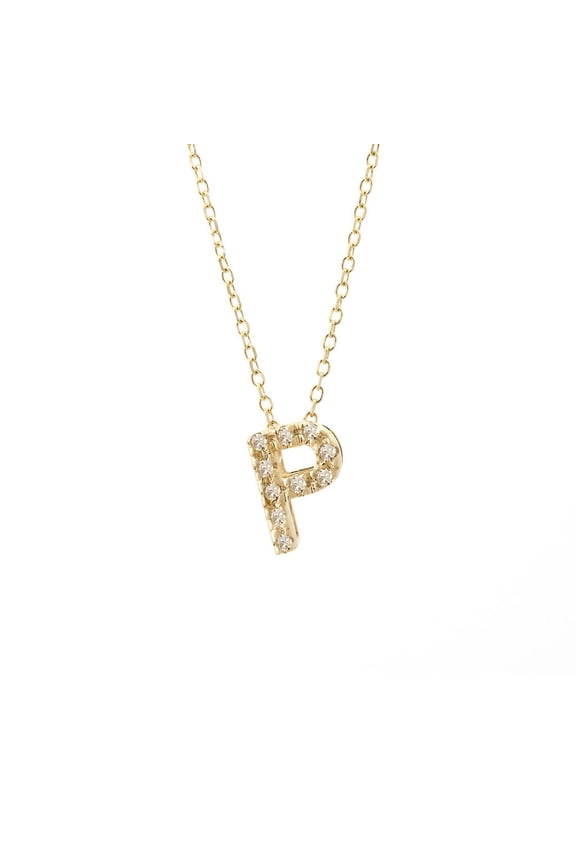 14 KT MIndy Harris DIamond Initial Letter Necklace P