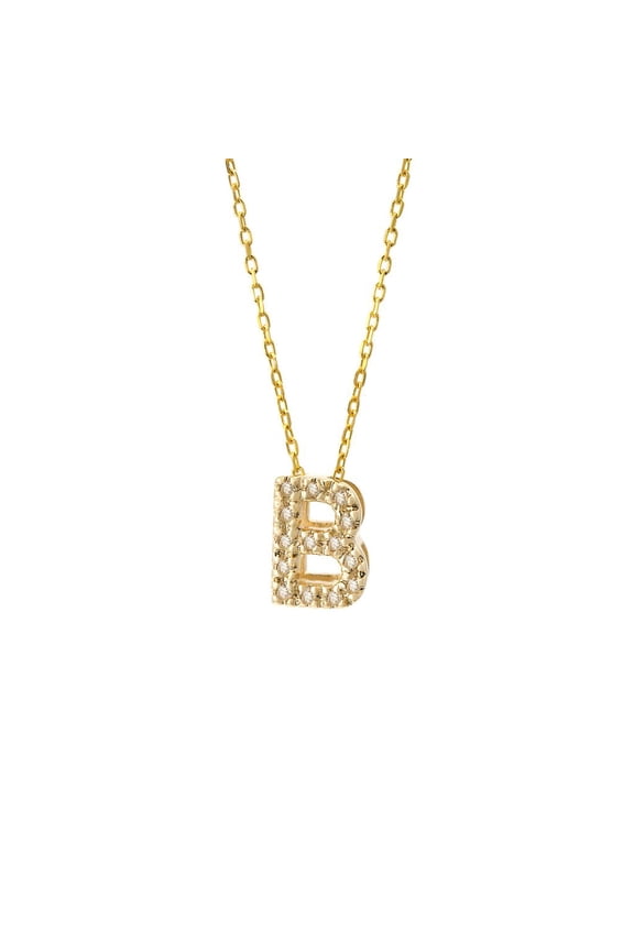 14 KT Mindy Harris Diamond Initial Letter Necklace B