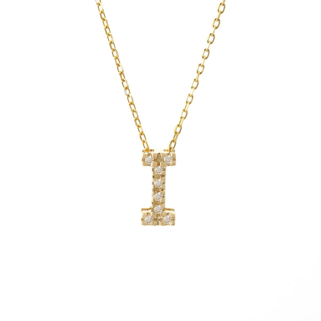 14 KT Mindy Harris Diamond Initial Letter Necklace I