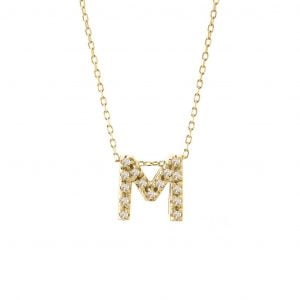 14 KT Mindy Harris Diamond Initial Letter Necklace M
