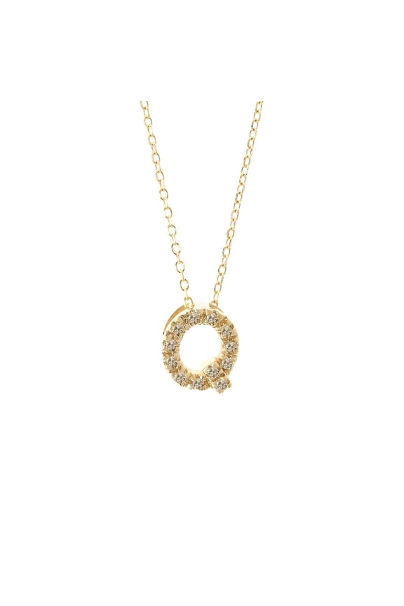 14 KT Mindy Harris Diamond Initial Letter Necklace Q