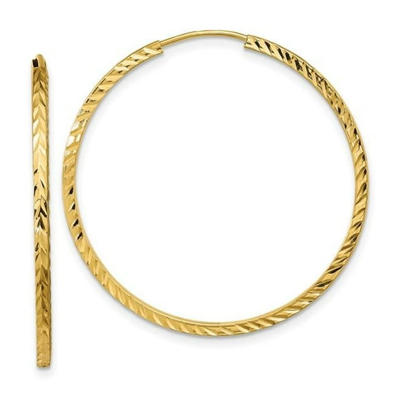 14 Karat Diamond-cut Square Tube Endless Hoop Earrings