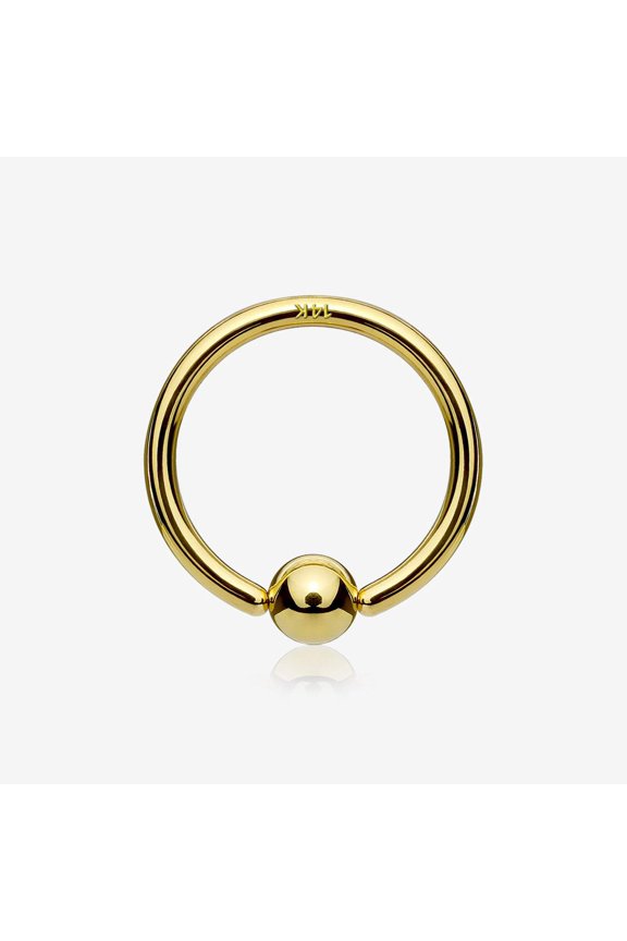 14 Karat Gold Ball End CBR Style Bendable Hoop Ring