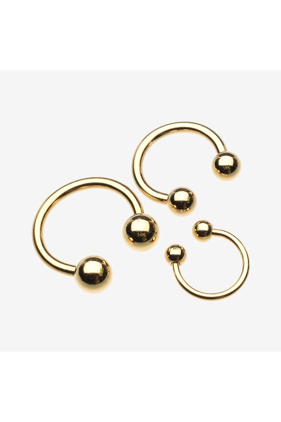 14 Karat Gold Ball End Horseshoe Circular Barbell