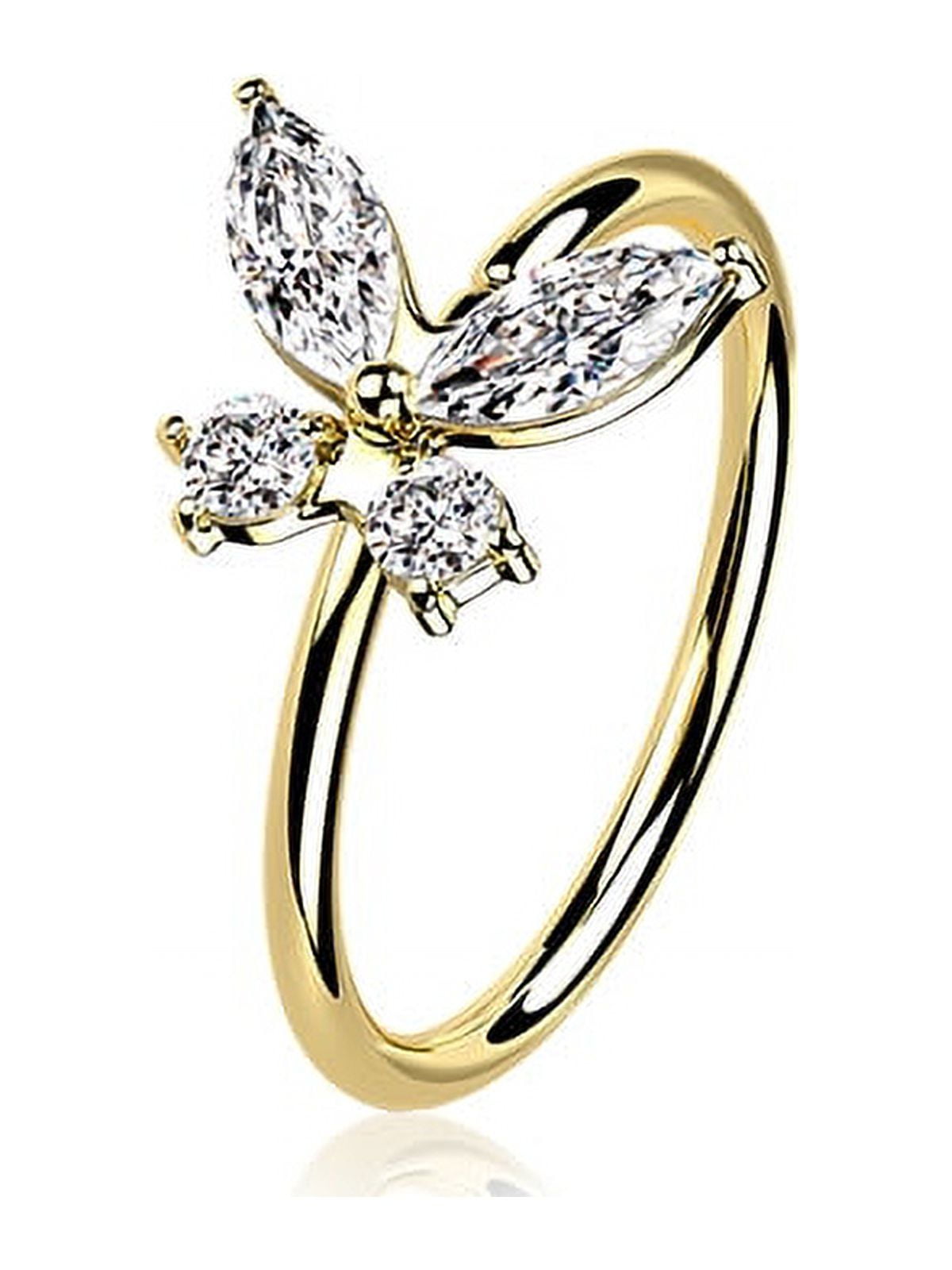 14 Karat Gold Brilliant Trinity newest Sparkle Bendable Hoop Ring