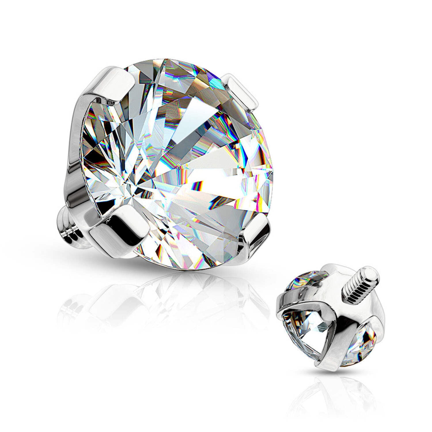 Gold 14K Dermal Top with Round Prong Set Gem Internally