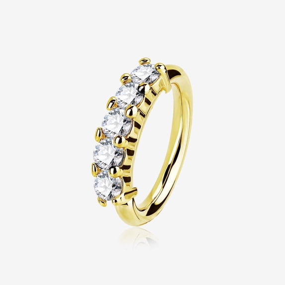 14 Karat Gold Multi-Gem Crown Prong Set Bendable Hoop Ring