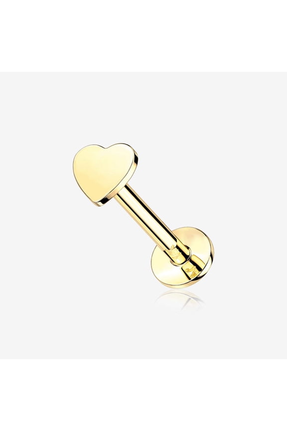 14 Karat Gold OneFit Threadless Flat Heart Top Flat Back Stud Labret