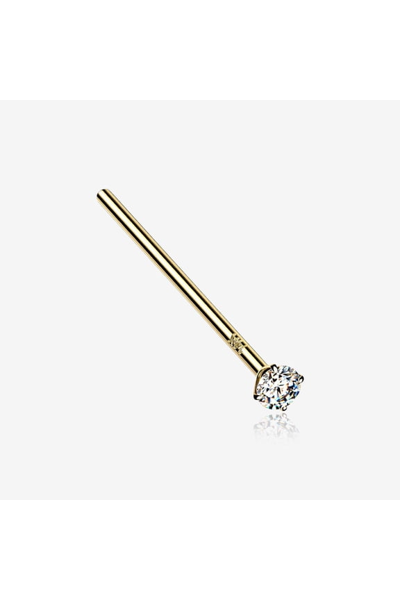 14 Karat Gold Prong Set Sparkle Fishtail Nose Ring