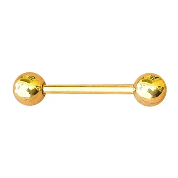 14 Karat Gold Straight Barbell 14 Gauge 1/2" to 1" for Tongue Nipple