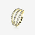 thumbnail image 1 of 14 Karat Gold Triple Hoop Sparkle Rows Seamless Clicker Hoop Ring, 1 of 4