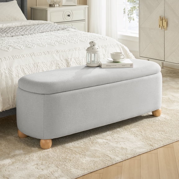 51" Waterproof Upholstered Storage Bench Ottoman Footrest Modern Charcoal for Bedroom