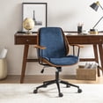 thumbnail image 1 of Ergonomic Adjustable Swivel Office Chair with Solid Wood Backrest and Premium Comfort Navy Cushion for Home Workplace, 1 of 8