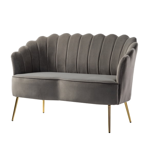 Cute Loveseat Sofa with Flower Shaped Back Design, Grey