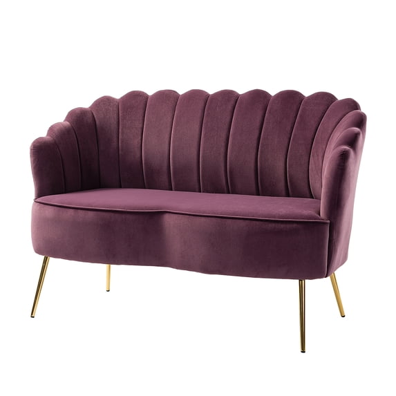 Cute Loveseat Sofa with Flower Shaped Back Design, Purple
