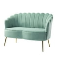 thumbnail image 1 of Cute Loveseat Sofa with Flower Shaped Back Design, Sage, 1 of 10
