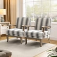 thumbnail image 1 of Farmhouse Style Armchair Set of 2 with Romantic Stripes & Foot Pads Protecting the Floor for Living Room, Lounge, Bedroom Stripe, 1 of 11