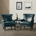 thumbnail image 1 of 14 Karat Home Faux Leather Accent Chairs Set of 2 Wingback Solid Wooden Legs Living Room Adult Green, 1 of 8