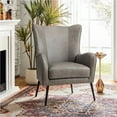 thumbnail image 1 of Faux Leather Armchair with Removable Cushion Contemporary Wingback Accent Chair for Living Room Bedroom Grey, 1 of 10