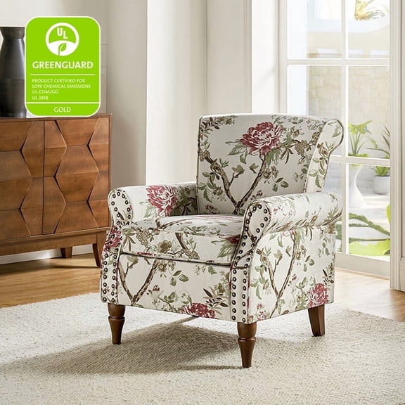 Floral Accent Chair Upholstered Armchair Bedroom Living Room