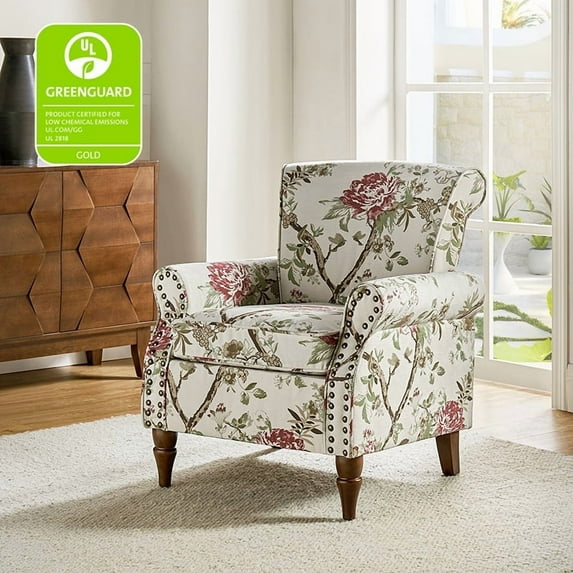 Floral Accent Chair Upholstered Armchair Bedroom Living Room