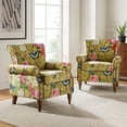 thumbnail image 1 of Floral Armchairs Set of 2 Living Room Accent Chairs Upholstered, Mustard, 1 of 9