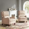 thumbnail image 1 of Genuine Leather Recliner Chair Push Back Wingback Set of 2 with Nailhead Trim for Living Room Bedroom Pink, 1 of 10