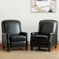 thumbnail image 1 of 14 Karat Home Genuine Leather Recliner Cigar Chair Modern Retro Armchair Birch Wood Legs Nail Head Trim Bedroom Set of 2 Black, 1 of 10