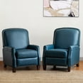 thumbnail image 1 of 14 Karat Home Genuine Leather Recliner Cigar Chair Modern Retro Armchair Birch Wood Legs Nail Head Trim Bedroom Set of 2 Turquoise, 1 of 10