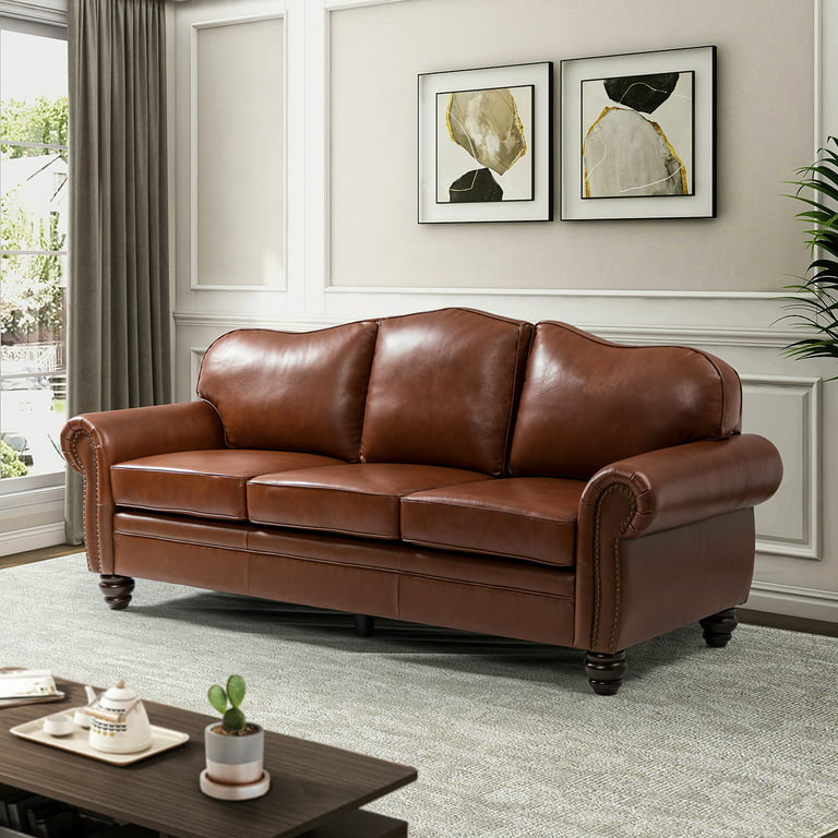 14 Karat Home Genuine Leather Sofa With